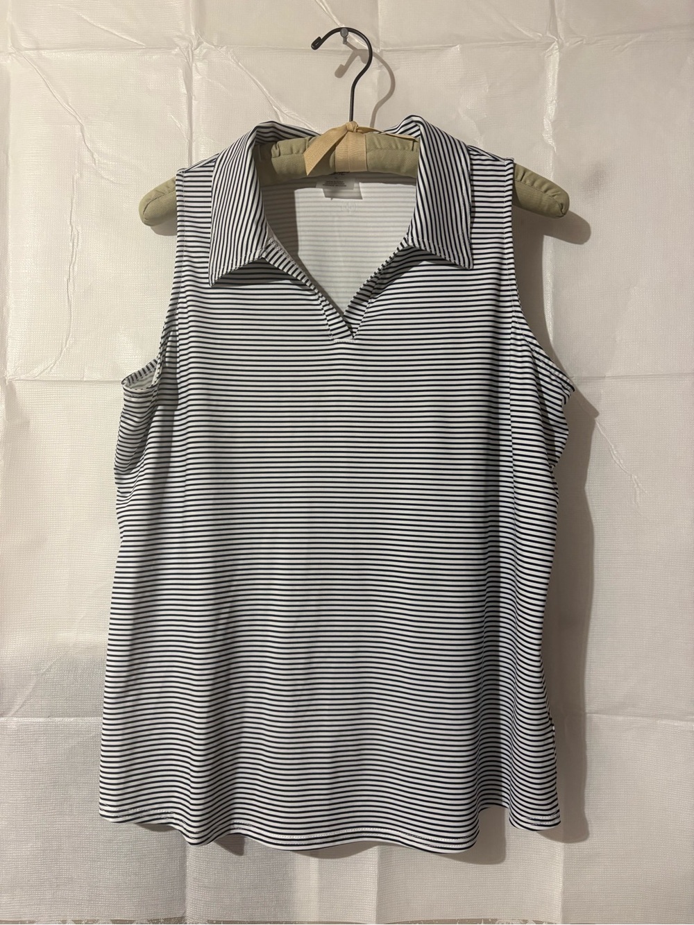 Jofit Navy & White Striped Sleeveless Polo Tank Top